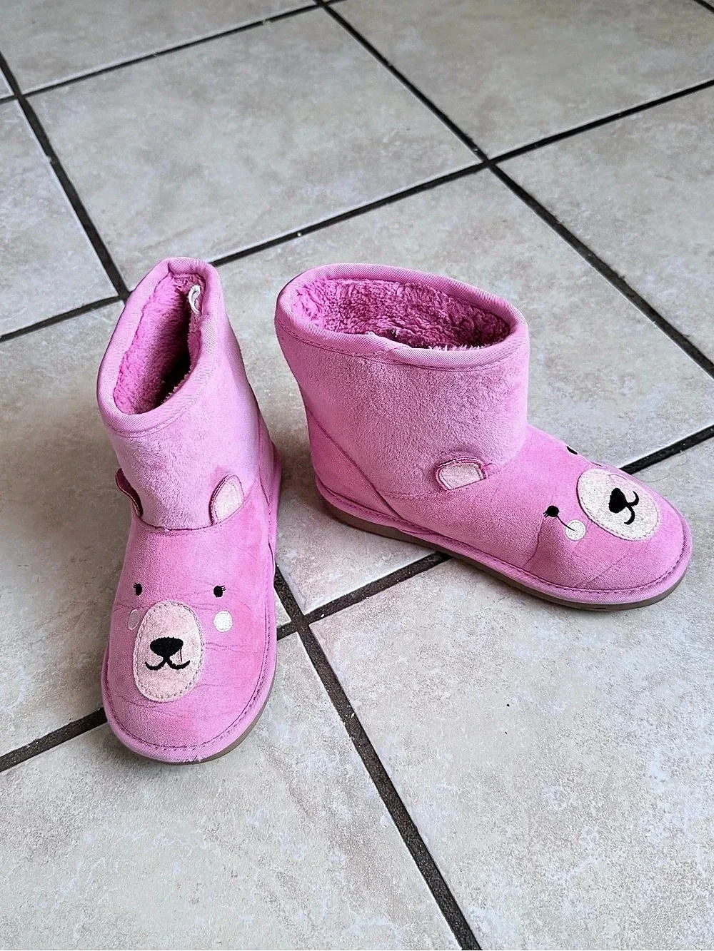 Gymboree Embroidered Bear Chalet Boots Girls 13 Pink